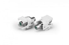 Вставка формата Keystone Jack с проходным адаптером RCA (зеленый) D type ROHS белая, Hyperline KJ1-RCA/GN-D-WH | код 247035 | Hyperline