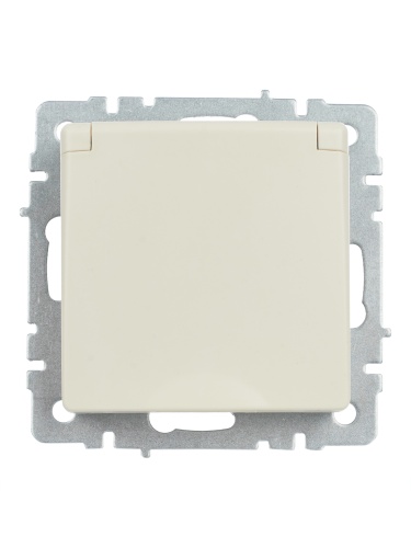 BRITE Розетка 1-местная с заземлением с защитными шторками и крышкой 16А IP44 РСбш10-3-44-БрКр бежевый | код BR-R16-16-44-K10 | IEK фото 4