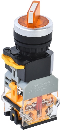 Переключатель D8-11XD2 на 2 положения 1з+1р с подсветкой желтый | код BSW30-11XD2-3-14-2-K05 | IEK Переключатель D8-11XD2 на 2 положения 1з+1р с подсветкой желтый | код BSW30-11XD2-3-14-2-K05 | IEK