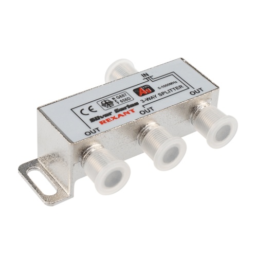 ДЕЛИТЕЛЬ ТВ х 3 + 4шт. F BOX 5-1000 МГц Silver REXANT | код 05-6102 | REXANT