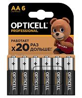 Элемент питания алкалиновый AA/LR6 (блист. 6шт) Professional | код 5052003 | Opticell