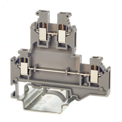 Клемма двухуровневая винтовой зажим 4 точки подключения 2.5кв.мм сер. | код KRUKB-3 | DKC