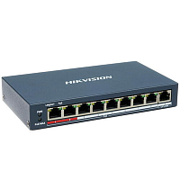 Коммутатор 7-портовый 1 порт HiPoE 7 портов PoE 2 порта Ethernet 10/100/1000 Мбит/с | код 301801346 | Hikvision