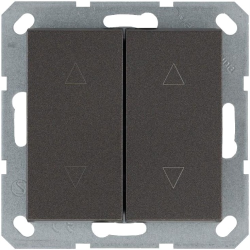 Выключатель двухклавишный для штор 10A 250V~ с накладкой, цвет Мокко | код G3028Z | Jasmart