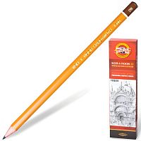 Карандаш чернографитный KOH-I-NOOR 1500, 1 шт., 2B, без резинки, корпус желтый, заточенный, 150002B01170RU | код 180474 | KOH-I-NOOR