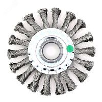 Щетка дисковая жгутовая Д115x13x22,2, ворс нерж сталь 0,50 по металлу (13-032) | код EB-DSS3 | EuroBrush