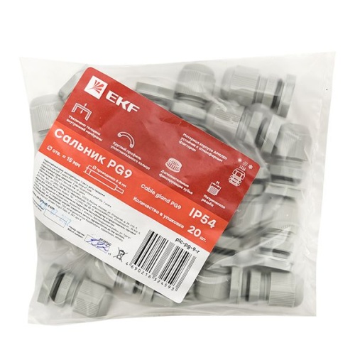 Сальник PG9 IP54 (20 шт) d отв, 16 мм / d провод, 4-8 мм PROxima | код plc-pg-9-r | EKF фото 4 Сальник PG9 IP54 (20 шт) d отв, 16 мм / d провод, 4-8 мм PROxima | код plc-pg-9-r | EKF фото 4