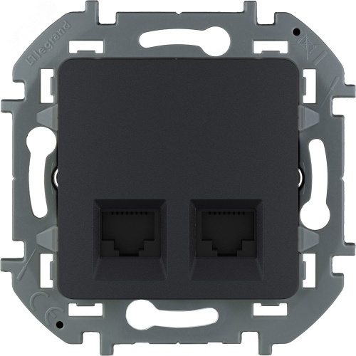 Механизм розетки компьютерной RJ45 2-м Inspiria CAT.6 UTP антрацит Leg | код 673843 | Inspiria(группа Legrand) Механизм розетки компьютерной RJ45 2-м Inspiria CAT.6 UTP антрацит Leg | код 673843 | Inspiria(группа Legrand)