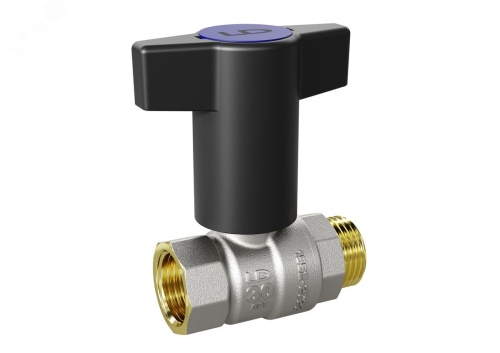 Кран шаровой латунный никелированный Ду 15 Ру 40 (1/2') ВР/НР Т-рукоятка синий | код LD Pride 47.15.В-Н.ТР (blue) | LD Pride