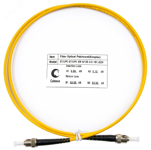 Шнур оптический simplex 1м ST-ST 9/125 sm LSZH | код FOP(s)-9-ST-ST-1m | Cabeus