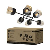 Светильник AURA TESO-6E27ST-BL 6хE27 потолочн. поворотн.; плафоны янтарные/корпус черн. IN HOME 4690612063560