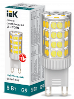 Лампа светодиодная CORN 5Вт капсула 4000К G9 230В керамика | код LLE-CORN-5-230-40-G9 | IEK