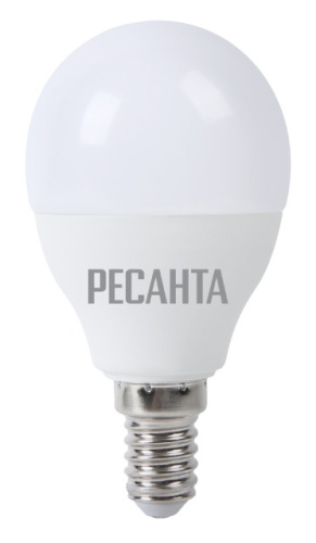 Лампа светодиодная LL-R-G45-7W-230-3K-E14 (шар, 7Вт, тепл., Е14) Ресанта, , Шт | код 76/1/6 | РЕСАНТА