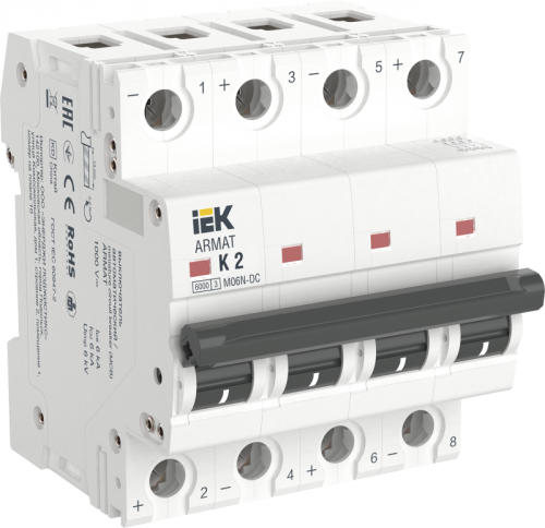 ARMAT Авт. выкл. M06N-DC 4P K 2А IEK | код AR-M06N-4-K002DC | IEK