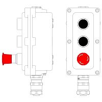 Взрывонепроницаемый пост управления из алюминия LCSD-03-B-MC-P1B(11)x1-P1B(11)x1-P6R(11)x1-PCMB-KAEPM3MHK-20 / 1Ex d IIB T5 Gb / Ex | код LCSD21000134 | DKC