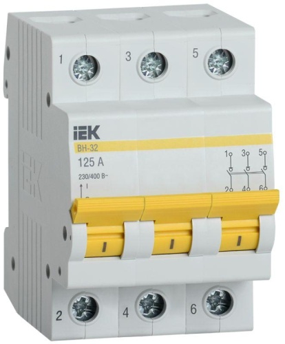 Выключатель нагрузки (мини-рубильник) ВН-32 3Р 125А | код MNV10-3-125 | IEK