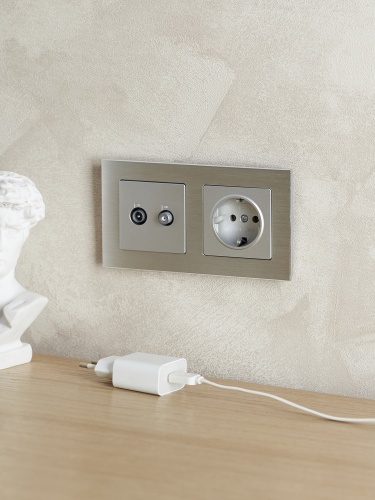 Рамка 2-м BRITE РУ-2-1-БрА металл алюм. | код. BR-M22-M-K47 | IEK фото 3