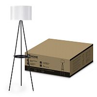 Светильник напольный под лампу ТНО 04ПВ-Е27-WB 230В полка, белый абажур, черная тренога IN HOME | код 4690612060385 | IN HOME
