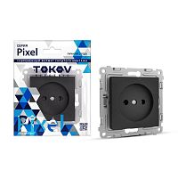 Розетка 1-м СП Pixel 16А IP20 без заземл. механизм карбон | код TKE-PX-R1-C14 | TOKOV ELECTRIC