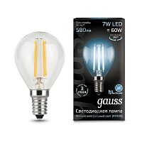 Лампа светодиодная филаментная Black Filament 7Вт шар 4100К E14 | Код. 105801207 | Gauss