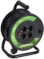 Катушка УК30 с термозащитой 4 места 2P+PE/30м 3х1,5мм2 GENERICA | код WKP20-16-04-30-G | IEK