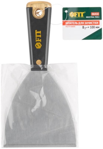 Шпатель для удаления ржавчины Профи, толщ. лезвия 1 мм, пластик.ручка с метал.бойком 4'' (100 мм) | код 6410 | FIT фото 3