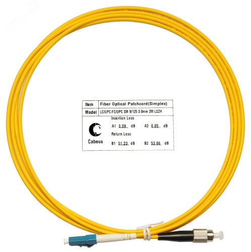 Шнур оптический simplex 2м LC-FC 9/125 sm LSZH | код FOP(s)-9-LC-FC-2m | Cabeus