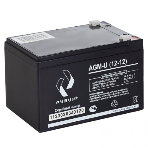 Аккумуляторная батарея Рубин 12V 12Ah AGM (3.4kg) | код РЭ-АКБ1212 | РУБИН