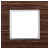 Рамка на 1 пост, дерево, Эра Elegance, венге+алюм, 14-5301-10 | код Б0034569 | ЭРА