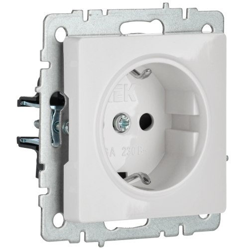 BRITE Розетка 1-местная с заземлением с защитными шторками 16А РС14-1-0-БрБ белый | код BR-R14-16-K01 | IEK фото 7