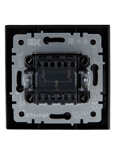 Выключатель 2-кл. СП BRITE ВСР10-2-0-БрЧ 10А в сборе черн. | код BR-V20-0-10-K02-F | IEK фото 2