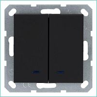 Выключатель 2-кл. 10А IP20 с подсветкой механизм черн. матовый soft touch Jasmart G3023NPB