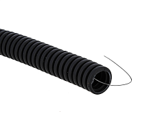 Труба гофр. ПВХ с протяжкой d32 мм (50 м) черная -Plast | код tg-z-32-50-black | EKF