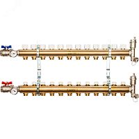 Коллектор распределительный из латуни без расходомеров 12 вых. | код SMB 0468 000012 | STOUT