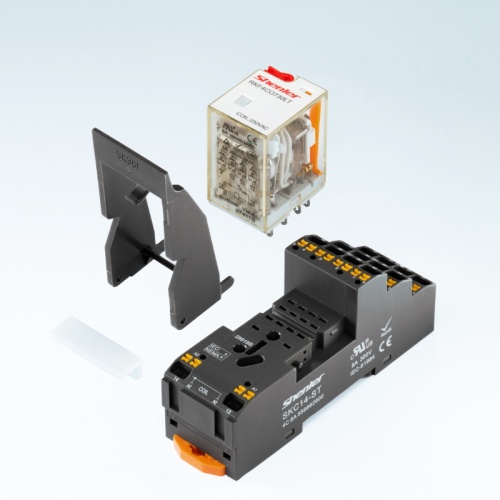 Реле, 2CO, 12A, 24VDC, тест-кнопка+LED+магнит | код RKF2CO024LTS | Shenler