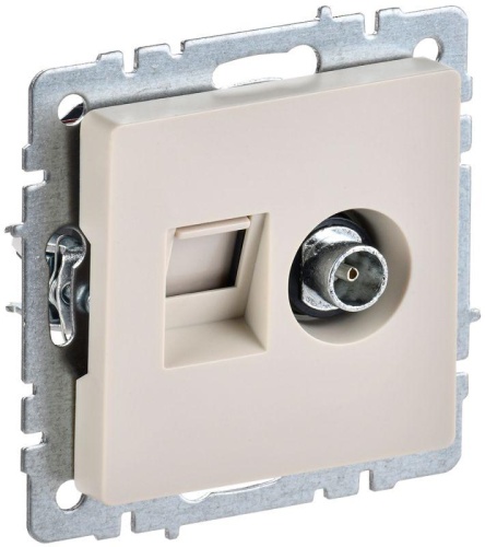 BRITE Розетка двойная TV+RJ45 кат.5E РТВ/РК12-БрКр бежевый | код BR-AK20-1-K10 | IEK