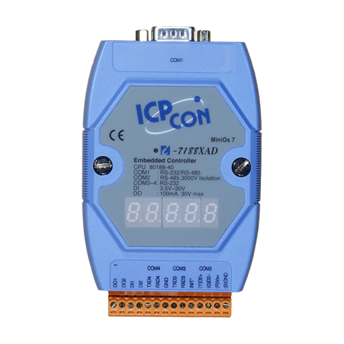 I-7188XAD CR Embedded Controller with four communication port, seven segment Display, developing tool | код 00-05000928 | ICP DAS