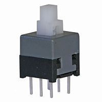 Миниатюрная кнопка с фиксацией RUICHI PB22E09, DPDT, 8.5x8.5x14 мм, 0,1 А, 30 В, 70 мОм, монтаж на плату | код 58514 | Ruichi
