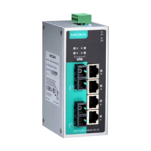 Коммутатор EDS-P206A-4PoE-MM-SC-T Ethernet Switch 2 x 100BaseFx MM ports, 4 x PoE, SC, t:-40/+75 | код 00-06049520 | MOXA