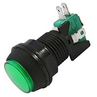 Кнопка GMSI круглая RUICHI 7B-C с LED подсветкой 12 В, 5 А, 30 мОм, 250 В, no-nc+nc-no, зеленая | код 57043 | Ruichi