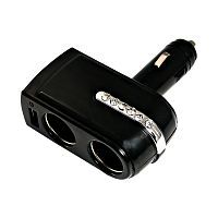 Разветвитель автоприкуривателя 2 гнезда 1хUSB (5 V 1000 mA) REXANT | код 16-0238 | REXANT