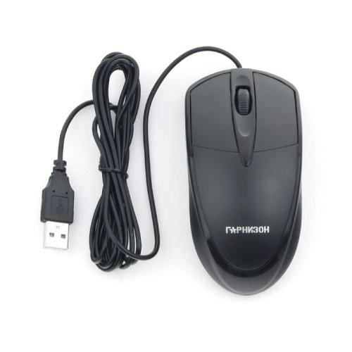 Мышь Гарнизон GM-225, USB, чип- Х, чёрный, 1000 DPI, 2кн.+колесо-кнопка, кабель 1,5м | код GM-225 | Гарнизон