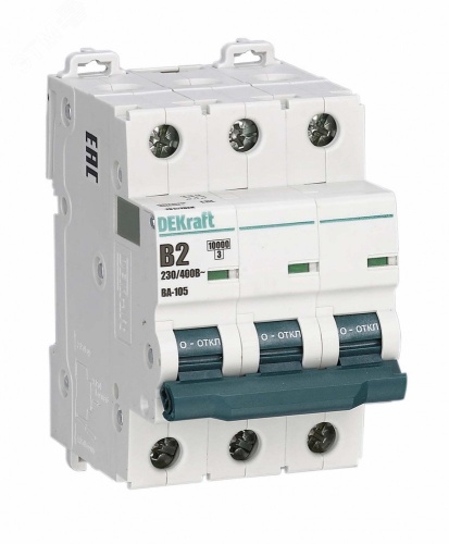 Выключатель автоматический 3P 2A х-ка B ВА-105 10кА | код 13125DEK | Dekraft