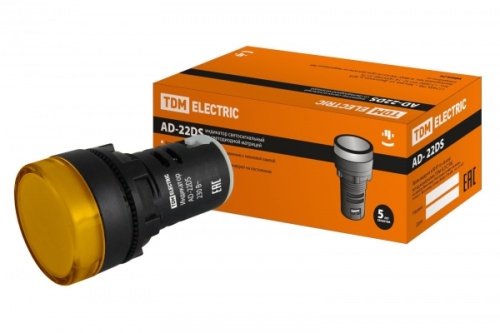 Лампа AD-22DS(LED)матрица d22мм желтый 230В TDM | код SQ0702-0003| TDM