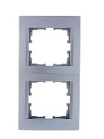 KARINA Рамка 2-ая вертикальная б/вст матовое серебро (10шт/120шт) | код 707-4300-152 | Lezard