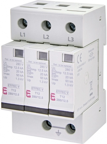 Ограничитель перенапряжения ETITEC V T12 280/12,5 (3+0) | код 002442905 | ETI