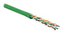 Кабель витая пара неэкранированная U/UTP категория 5e 4 пары (24 AWG) многожильный (patсh) LSZH нг(С)-HF зеленый, Hyperline UUTP4-C5E-P24-IN-LSZH-GN-100 (100 м) | код 243613 | Hyperline
