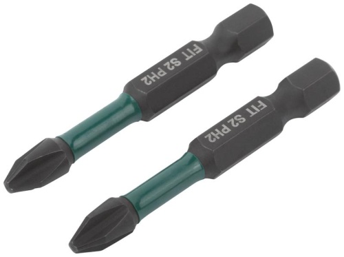 Биты кованые ударные, сталь S2, односторонние 50 мм PH2, Профи 2 шт., блистер | код 57481 | FIT фото 2