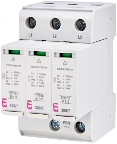 Ограничитель перенапряжения ETITEC M T12 300/7 (3+0, 3p, TNC) | код 002440504 | ETI