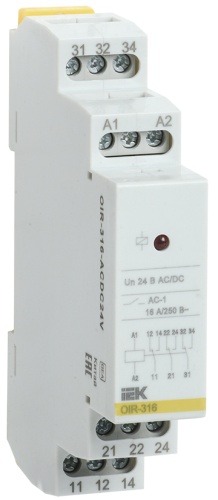 Реле промежуточное модульное OIR 3 контакта 16А 24В AC/DC | код OIR-316-ACDC24V | IEK